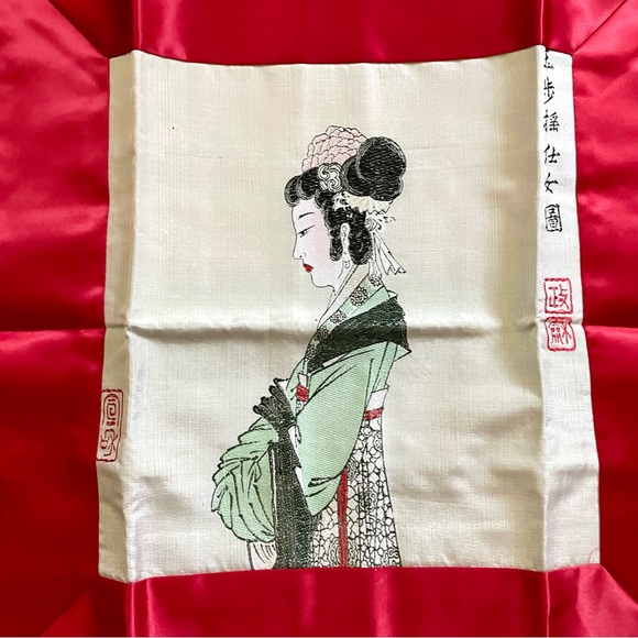 Set of 2 vintage rayon tapestry pillow shams, from Taiwan - NWOT - Picture 4 of 15